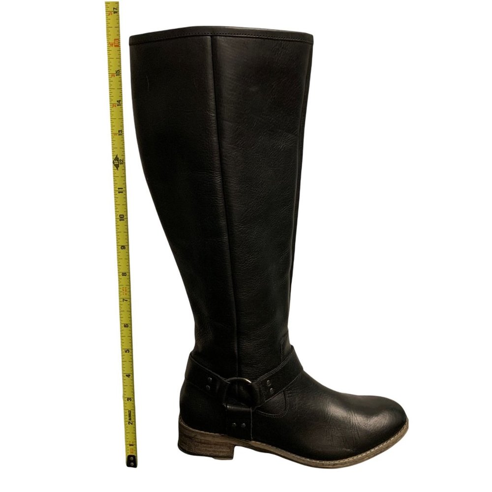 Diba Black Leather Moto Full Zip Knee High Boots Size 7 - Picture 8 of 14
